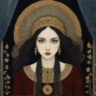 1920s Flapper Woman with Ornate Headpiece and Dress