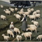 Woman Reading Under a Starry Night Sky