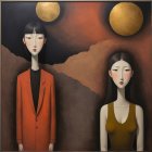 Ethereal Figures in Cosmic and Nature Motifs