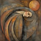 Serene Woman in Teal and Gold Under Luminous Moon