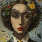 Portrait of a Young Woman with Floral Headdress