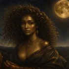 Portrait of Dark-Skinned Women with Gold Accents