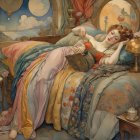 Serene Bedroom Scene with Lavish Decor and Sunset View