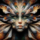 Elegant woman on ornate throne with majestic backdrop