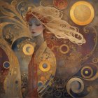 Five Women in Elegant Gowns in Serene Landscape