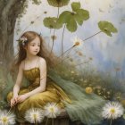 Historical Woman Preparing Meal Under Moonlight