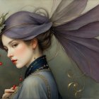 Portrait of a Woman with Holly and Ethereal Stars