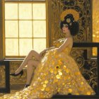 Serene Young Woman by Window with Floral Crown