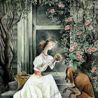 Elderly Women Enjoying Tea in a Garden Setting
