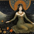 Whimsical Fairy Among Pumpkins with Delicate Wings