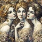 Elegant Women with Distinct Hairstyles and Red Lips