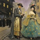 Elegant Women in Vintage Gowns in Outdoor Setting