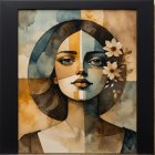 Stylized Portrait of a Woman with Geometric Pattern