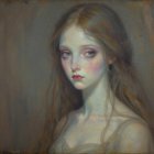 Portrait of a Woman in Gold Dress with Braided Hair