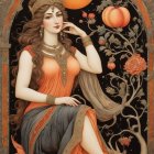 Serene Woman in Cosmic Setting with Glowing Planet
