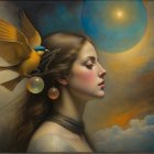 1920s Bar Scene with Woman in White and Gold Dress