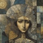 Young girl with dandelions and butterfly in dreamlike scene