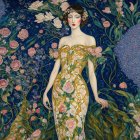 Rococo Painting of Woman on Balcony with Moonlit Scene