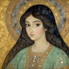 Portrait of an Indian Princess with Gold Accents