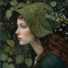 Profile of a Woman with Floral Elements and Butterflies