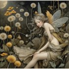 Serene artwork of a woman and tortoises in nature