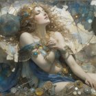 Digital Painting of a Red-Haired Woman Under Moonlight