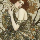 Serene Young Woman with Decorative Parasol in Moonlight