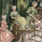 Whimsical Holiday Scene with Gifts and Rabbits