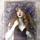 Serene Young Woman with Red Hair and Feather Headdress