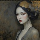 Japanese Femme Fatale Portrait with Art Nouveau Elements
