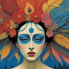 Portrait of a woman with autumn leaf headdress