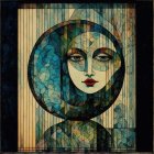 Stylized Portrait of a Woman with Geometric Shapes