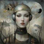 Surreal Portrait of a Woman in a Celestial Landscape