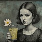 Digital Pastel Painting of a Curious Young Girl