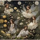 Ethereal Women in Elegant Gowns by Tranquil Lakeside