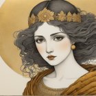 Illustration of a woman and child on gold backdrop