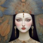 Serene Woman with Lotus Flowers and Elegant Details