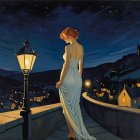 Serene Evening Scene with Woman on Balcony
