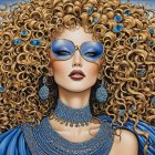 Illustration of a woman with decorative headpiece and hair
