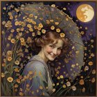 Dreamy Portrait of a Woman with Floral Accents