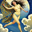 Dancer in Celestial Setting with Ethereal Elements