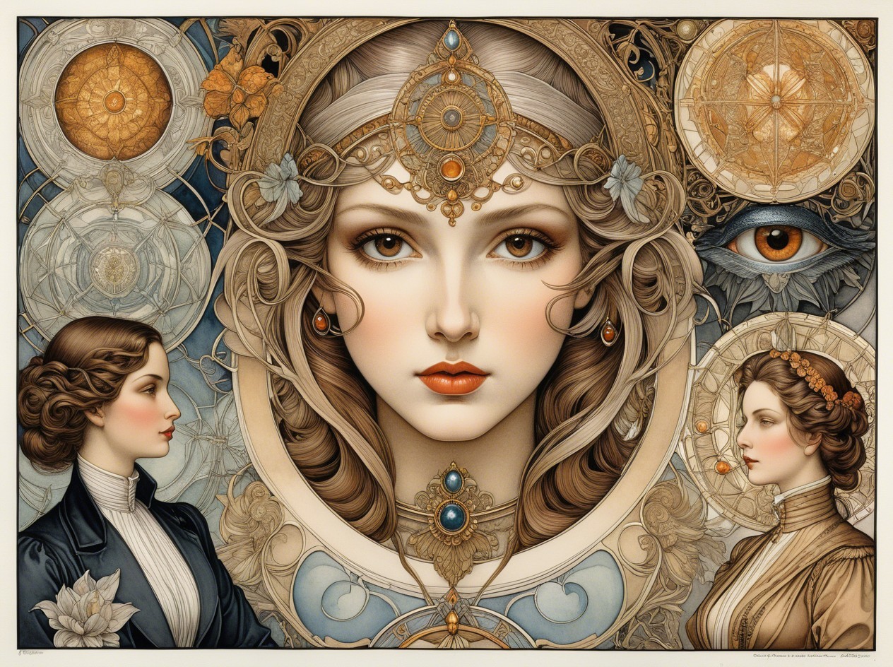 Intricate Portrait of a Woman with Golden Headpiece