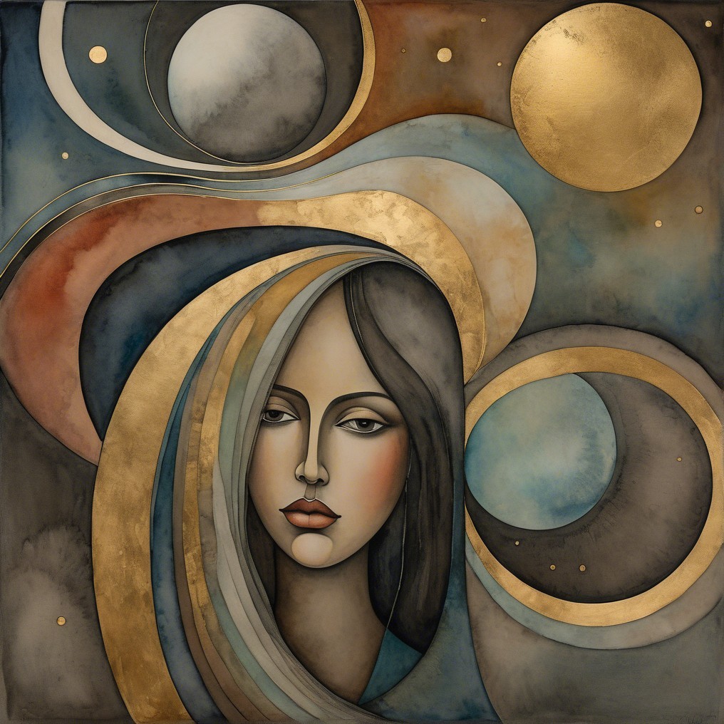 Stylized portrait of a woman with abstract elements