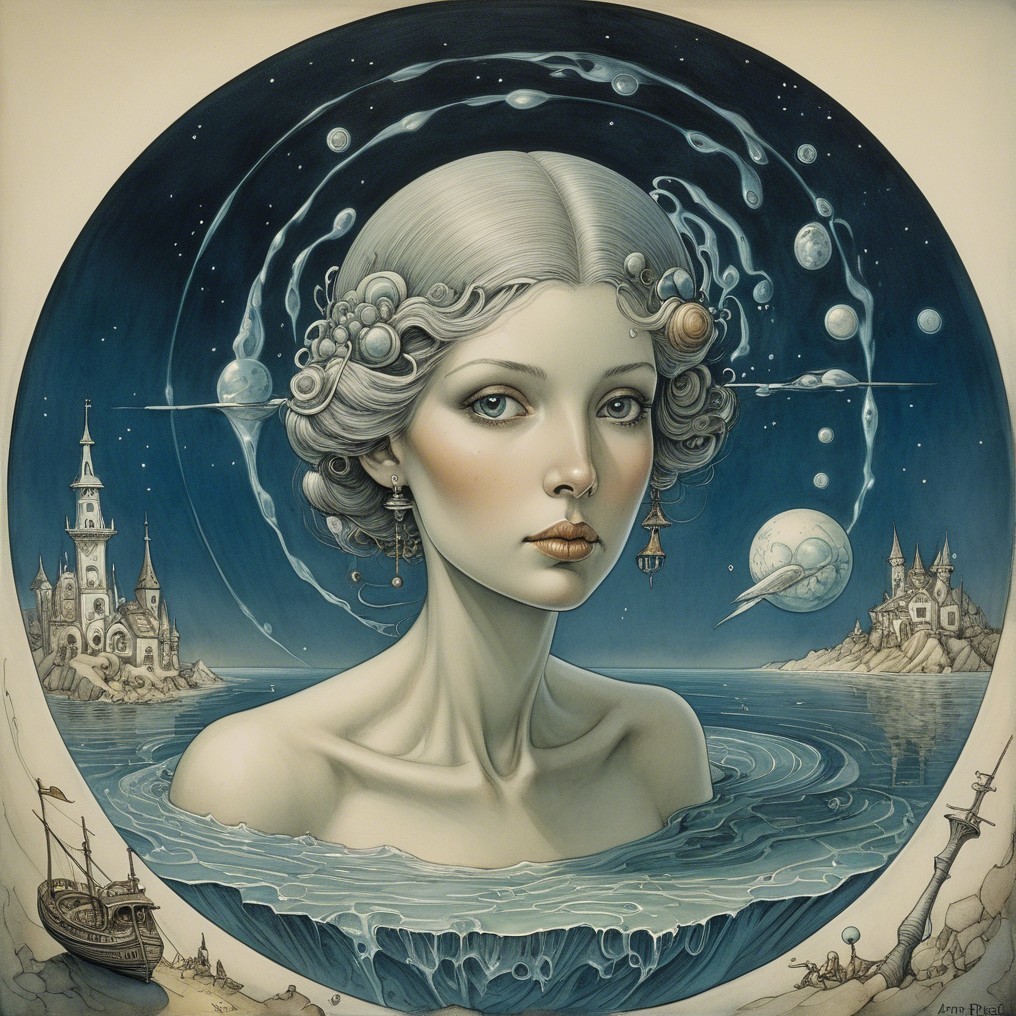 Surreal Portrait of a Young Woman with Cosmic Elements