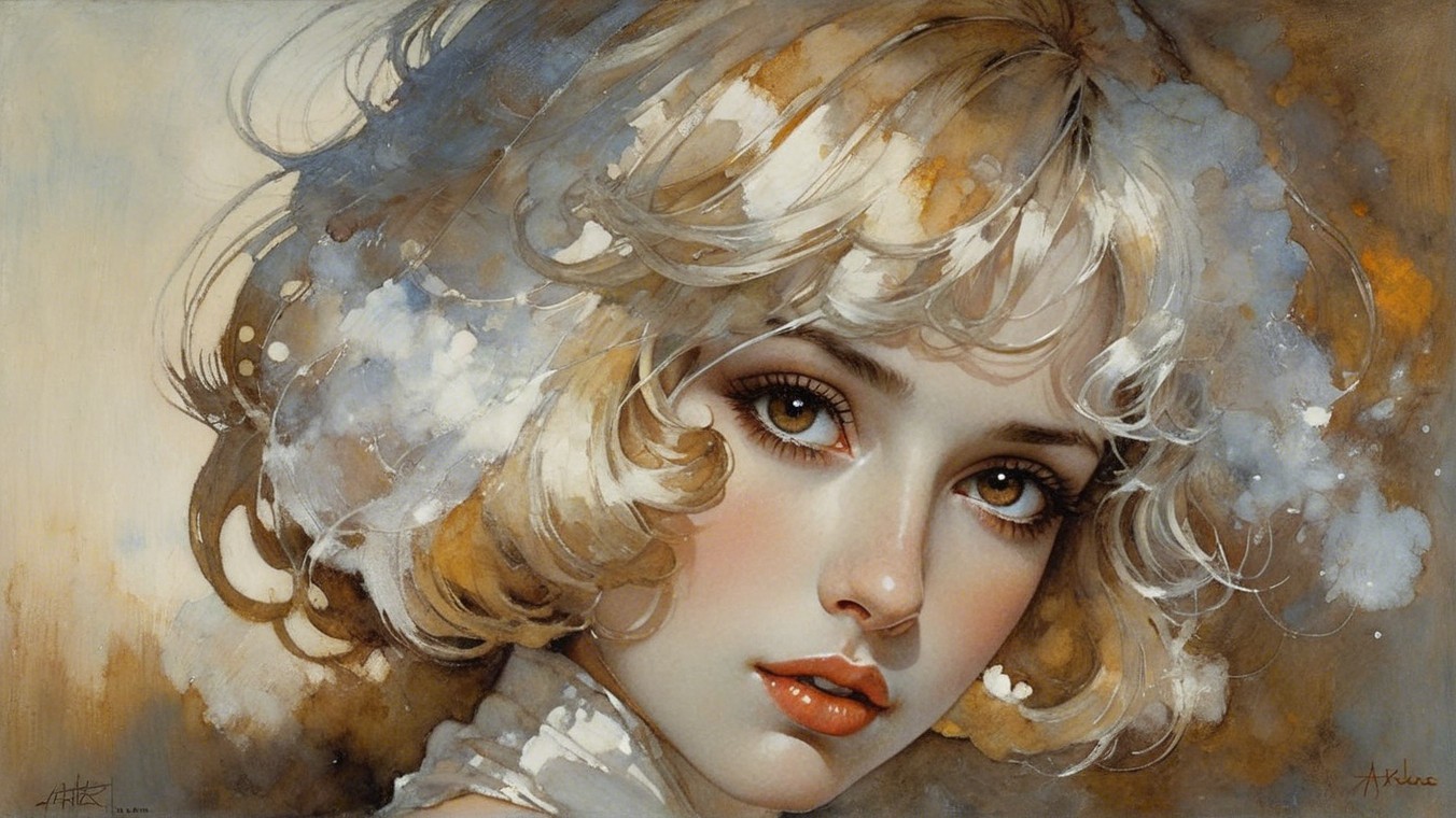 Close-Up Portrait of a Young Woman with Large Eyes
