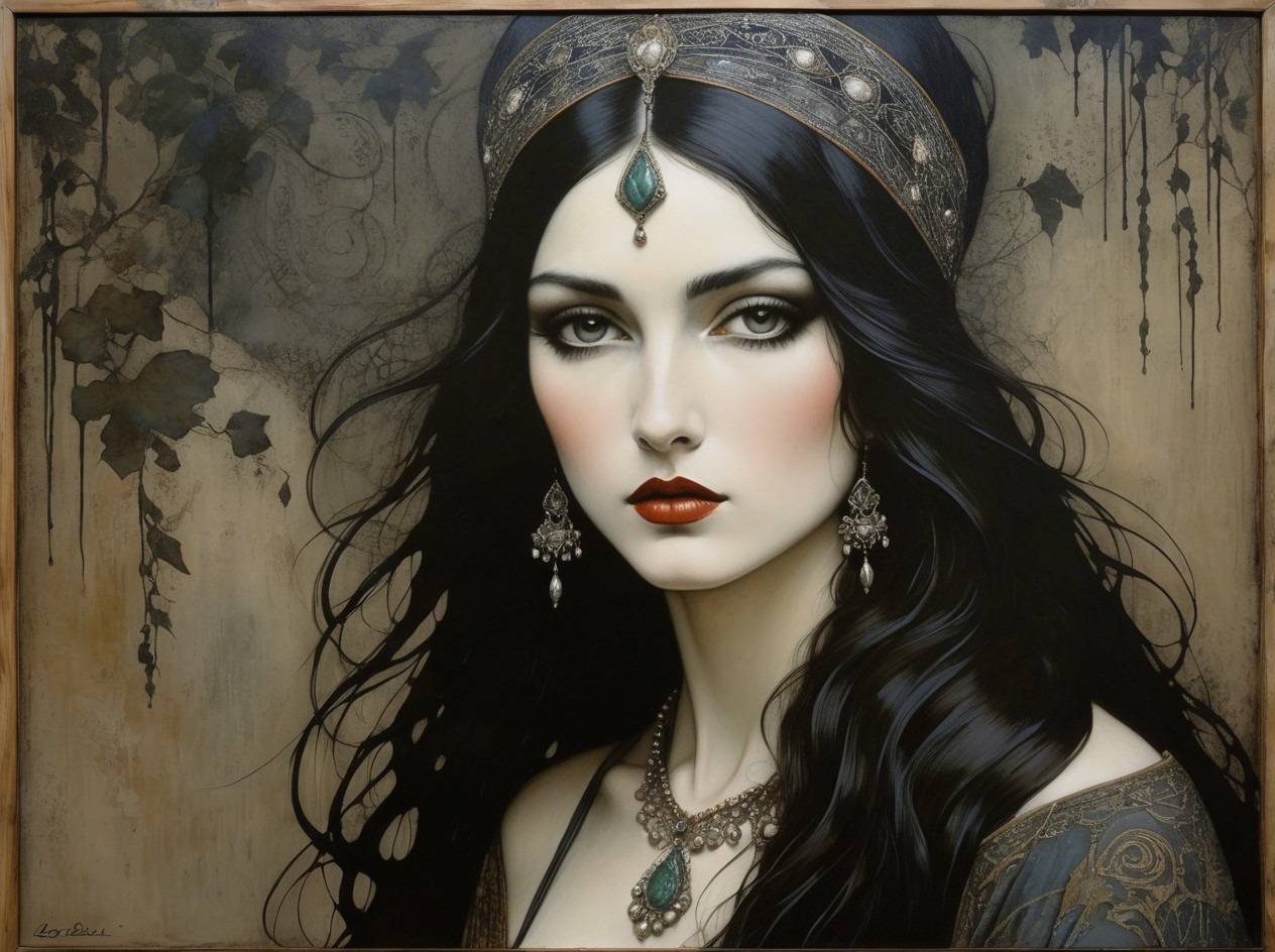 Ornate Portrait of a Beautiful Woman in Frame