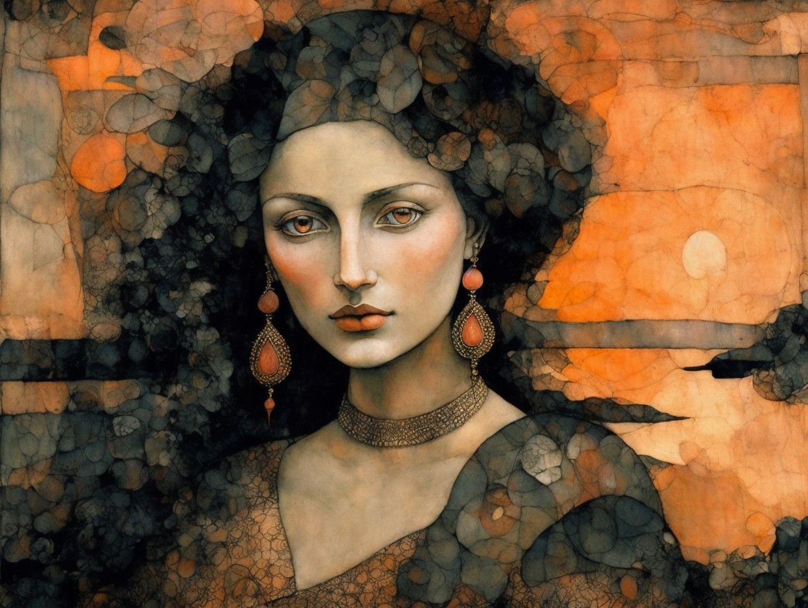 Portrait of a woman with nature-inspired elements