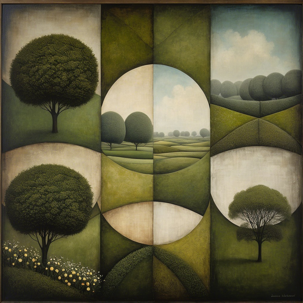 Circular Vignettes of Lush Green Landscapes