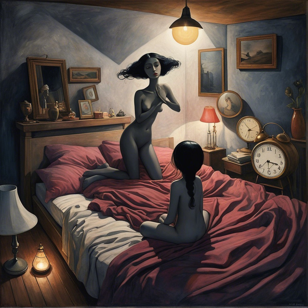 Nude Figures in a Dimly Lit Intimate Room