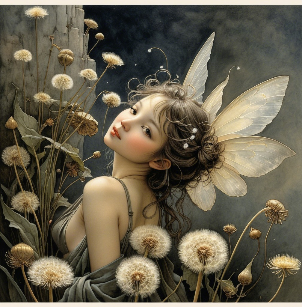 Enchanting Fairy with Translucent Wings in Nature